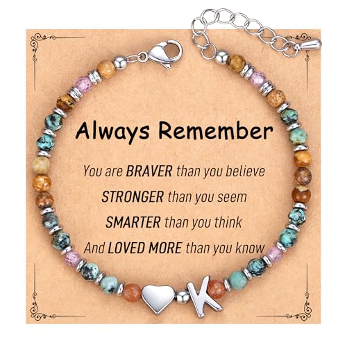 Heart Initial Bracelets for Teen Girls, Teen Girl Gifts Trendy Stuff, Christmas Stocking Stuffers for Kids, Unique Gifts for Teenage Girls on Birthday Graduation - style: K