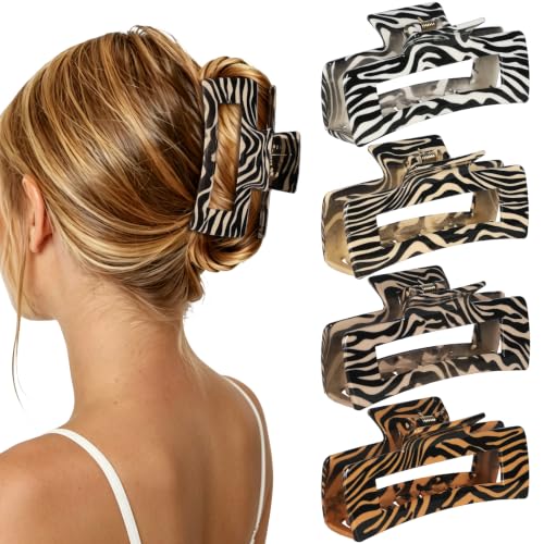 laxizar 4 Pcs Hair Clips 4.1 Inch Claw Cips Zebra Stripes Hair Accessories - color: zebra stripes