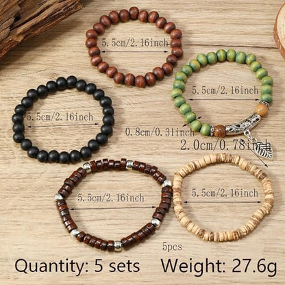 Long tiantian Boho Bracelets for Women Stackable Wooden Bracelet Western Beaded Bracelet Stack Boho Fashion Trendy Jewelry Gifts - color: A5:boho bracelets