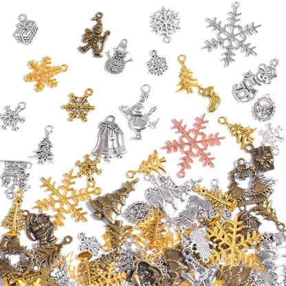 stino 100 G Mixed Style Metal Charms for Jewelry Making, Bulk Silver & Gold Plated, for Bracelet, Necklace, Earrings DIY Crafts - style: Christmas