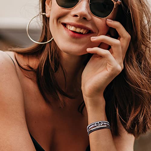 Bracelets for Women, Gifts for Mom Her Christmas Gift 2026 Leather Bracelets for Women Birthday Gift for Daughter Inspirational Wrap Bracelet Sister Friend Teen Girl Gift Layered Stocking Stuffers Jewelry - style: Black Leopard