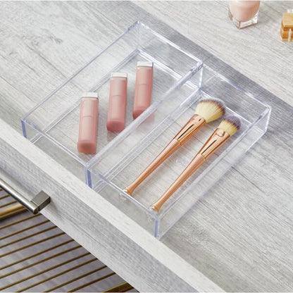 iDesign Clarity Collection Vanity Tray Organizer, 4" x 8" x 2", Clear | Small, Decorative, For Bathroom, Bedroom, Closet, Entryway, Countertop - size: Small