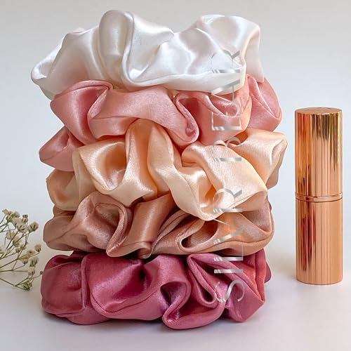 SILVR BEAR Luxury Satin Scrunchies and Hair Ties, Softer than Silk for Thick, Curly, or Thin Hair, Perfect for Women and Girls (Rose Collection) - color: Rose Collection