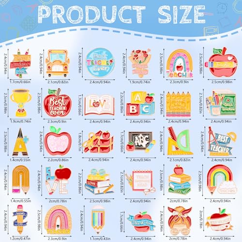SANNIX 60Pcs Teacher Pins, Appreciation Gifts Enamel Teacher Lapel Pins Back to School Pencil Book Blackboard Pin Badge Appreciation Brooch Pins for Clothes Bags Hats Accessories, 30 Styles - style: Teacher Pins