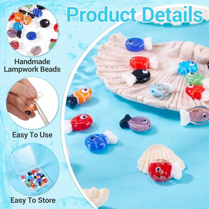 Cheriswelry 16Pcs Lampwork Glass Fish Beads Sea Fish Loose Spacer Beads Cute Ocean Animal Bead 19-21mm for DIY Earring Bracelet Necklace Jewelry Making - color: Mixed Color 5