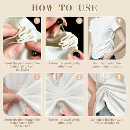 8 Pcs Artificial Pearl Brooch Pins for Women Clothes Scarf Cardigan Shawl Decorative Pin Shirt Sweater Clips 2.17/2.95 inches No Sew Double-Headed Brooch Pin Set with Box (White+Black)