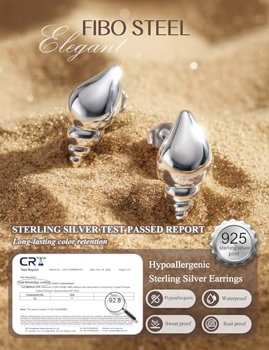 Chunky Gold Stud Earrings for Women Sterling Silver Earring Hypoallergenic | Non Tarnish 14K Gold Plated 925 Silver Posts for Sensitive Ears,Knot Statement Dangle Earrings Gold Jewelry Gifts Lightweight - color: silver plated-little conch