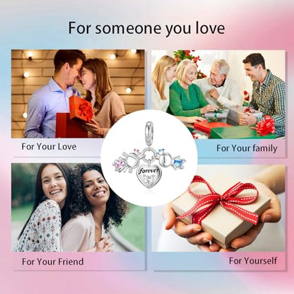 Bible Family Mom Wife Love Heart Dangle Charm 925 Sterling Silver Charms fits Bracelets and Necklace Pendant Bead Charms Jewelry Present for Women Family Friends - style: Forever Love Crown Couple Charm