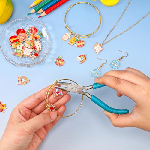 MARFOREVER 40Pcs/20 Pairs Teacher Charms School Charms for Jewelry Making | Assorted Pencil Book Globe Enamel Charms, Student School Pendants, Bracelet Necklace Earrings Making, DIY Craft Accessories - style: Teacher