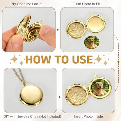 MECCANIXITY Custom Photo Locket Charm, Copper Retro Picture Locket Pendants for DIY Memorial KeyChains Necklace Bracelet Jewelry Making - color: Gold, style: Simple Heart