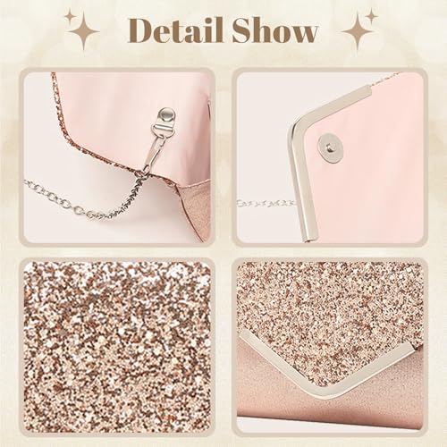YYW 4 Pieces Women Evening Handbags Clutch Purse Bag with Rhinestone Crystal Jewelry Set for Wedding Party - color: Champagne