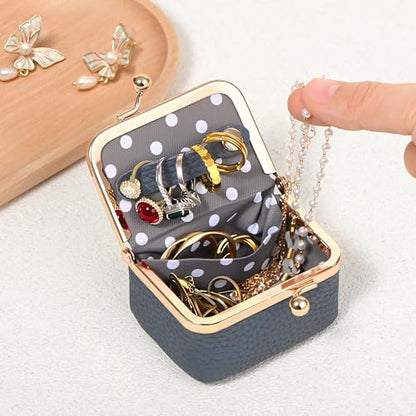 Zivyes Mini Jewelry Box Travel Small Coin Purse Organizer Case Genuine Leather Tiny Size (Light Blue) - color: Light Blue-Tiny