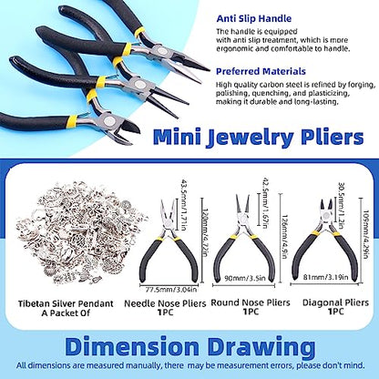 Glarks 1589Pcs Jewelry Making Kit, Jewelry Making Supplies Kit with Jewelry Making Tools, Jewelry Wires, Charms, Jewelry Findings for Jewelry Making, Repair and Beading - size: 1488pcs
