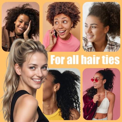 8 Pcs Adjustable Elastic Satin Hair Scrunchies Adjust Black Ties Accessories Non-Slip Polyester Bands Hair Holder Pack for Women Girls Afro Puff Thick Dreadlock Locs Updos Ponytail