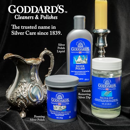 Goddard's Silver Cleaner Dip, Instant Tarnish Remover, Silver Polish, 1 Gal | Instantly Removes Tarnish with No Scrubbing, Ideal for Silverware, Sterling Silver Jewelry & Intricate Filigree - size: 1 Gallon