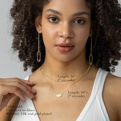 Layered Necklaces for Women - 14K Dainty Gold Plated Layering Chokers Necklaces Set Multilayer Delicate Necklace Trendy Adjustable Long Layered Necklaces for Women - style: 24 Evil Eye Necklace