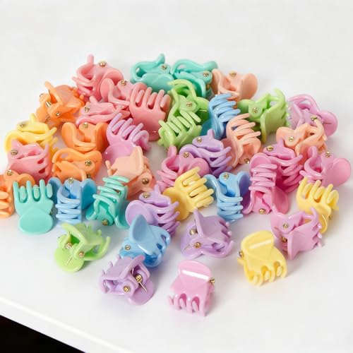 50 PCS Mini Hair Claw Clips， Bangs Strong Grip Multifunction Clamp Clips. (Macaron) - color: Macaron