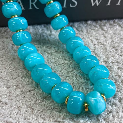 Colorful Chunky Resin Beaded Choker Necklaces for Women | Multicolor Beads, Sturdy Metal Chain, Adjustable, Detachable, Lightweight, Summer Beach Boho, Trendy Statement Jewelry Gift - color: Lake Blue