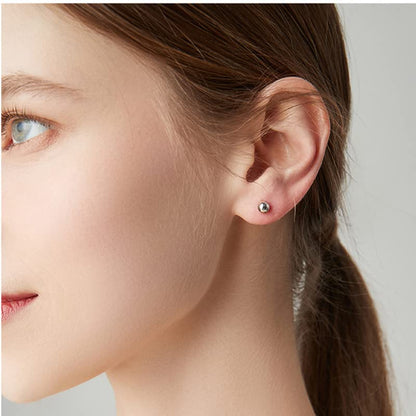 Screw on Earring Backs for Women,Hypoallergenic Surgical Steel Stud Earrings Ball Star Circle Simple Geometric Cartilage Helix Flat Back Piercing Earrings - color: 3pairs,Silver,Ball(3-5mm)