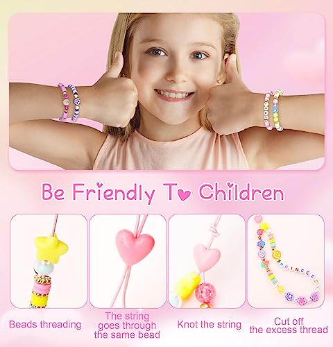Dowsabel Clay Beads 7500 Pcs Friendship Bracelet Making Kit,2 Boxes 24 Colors Polymer Heishi Beads with Letter Beads for Jewelry Making, DIY Arts and Crafts Gifts Toys for Girls Age 4+ - style: Cute Charm
