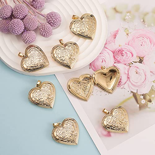 LiQunSweet 10 Pcs Sweet Heart Pendant Brass Locket Box Charms Photo Frame Memorial Collection Charms for Necklaces Jewelry Making - 29x28.5mm - color: Heart Locket Pendant_29x28.5mm