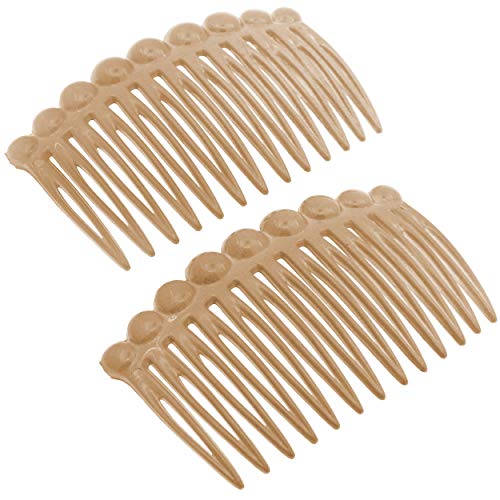 Camila Paris CP2892/2 French Hair Side Comb Small Rounded, Beige French Twist Hair Combs Decorative, Strong Hold Hair Clips for Women Bun Chignon Up-Do Styling Girls Hair Accessories, Made in France - color: Beige