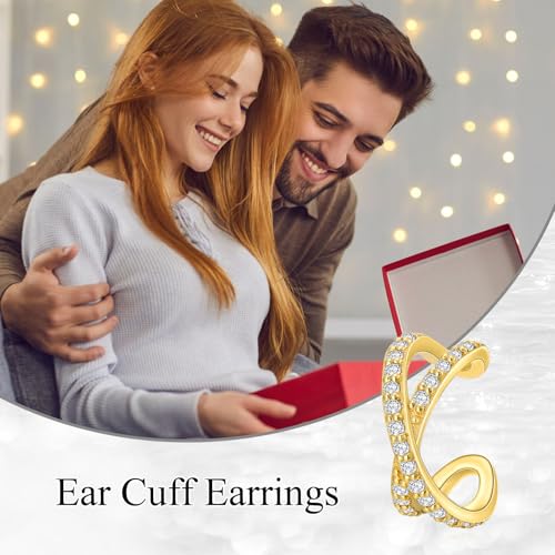 Solid 14K Gold Ear Cuff Earring for Women,14kt Real Gold Ear Cuff Hypoallergenic Non Piercing Cartilage Earring Jewelry Gifts for Christmas Birthday Her Mother Wife - style: Style 0