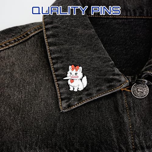 Enamel Pins, Cute Pins for Backpacks, Hat Pins, Novelty Brooch Pins, Backpack Pins, Lapel Pins for Men, Women, Girls, Boys. For Lanyard, Bags, Hats, Caps, Clothing - color: Cute Cat with Knife
