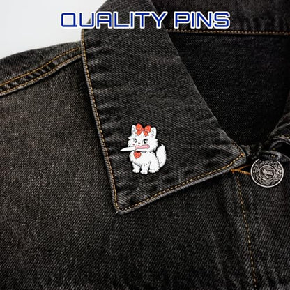 Enamel Pins, Cute Pins for Backpacks, Hat Pins, Novelty Brooch Pins, Backpack Pins, Lapel Pins for Men, Women, Girls, Boys. For Lanyard, Bags, Hats, Caps, Clothing - color: Cute Cat with Knife