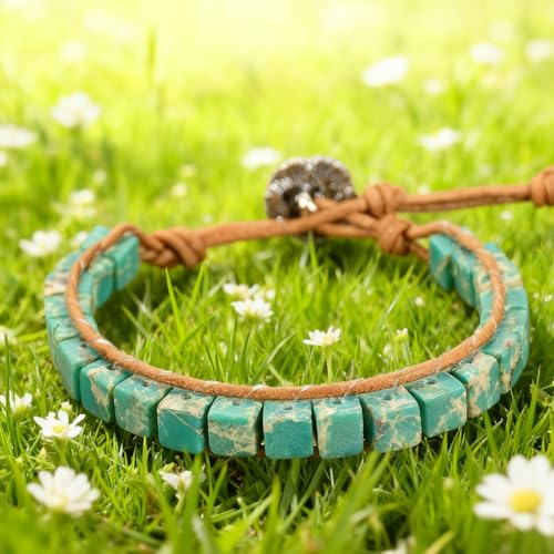 7 Chakra Bracelet Bohemian Handmade Leather Wrap Healing Protection Natural Stone Yoga Beaded Bracelets Boho Friendship Jewelry - color: Lake Blue