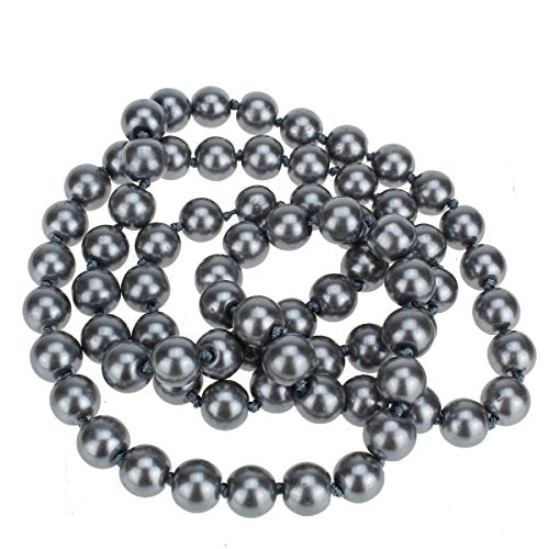 AAA+ Simulated Pearl Strand Necklace Colorful 10mm Pearls Choker Necklaces for Women 1920s Long Costume Jewelry Gift - color: long Grey 30 Inches