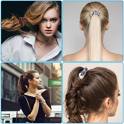12 Pieces Silk Hair Scrunchies Silk Hair Tie Elastic Ponytail Holders for Women Girls Hair Accessories-002 - color: 002