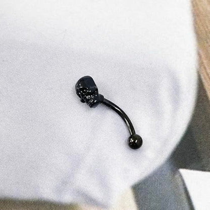 16G Black Skull Eyebrow Piercing Jewelry Surgical Steel Eyebrow Curved Barbell Ring Internal Thread Daith Rook Earrings Rook Halloween Jewelry for Women Men