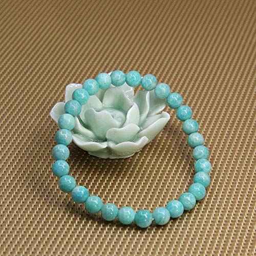 Angelstones Gemstones 6mm Round Beads Healing Crystal Bracelet for women | Natural Gemstone, Handmade Gifts for Women, Healing Crystal Round Beaded Stretch Bracelets, Unisex Jewelry for Women and Men - color: Brazilian Amazonite