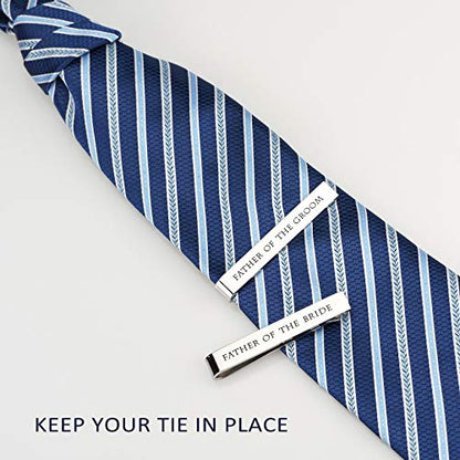 Father of the Bride and Groom Gifts - Wedding Tie Clips for Groomsmen From the Bride - Stainless Steel Tie Bars - color: Set of 2 White