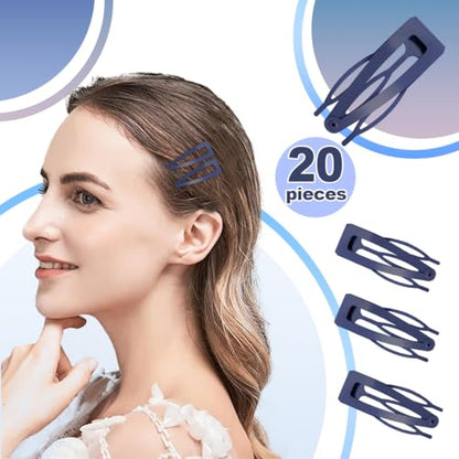 20 Pcs Snap Hair Clips for Women Snap Hair Barrettes Double Grip Hair Clips 3 Prong Clips for Hair Barrettes for Women Girls (Dark purple) - color: Dark purple