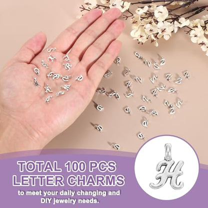 uxcell A-Z Alphabet Charm, Metal Alphabet Letter Charm Initial Charm Pendant Bead for Necklaces Bracelets Jewelry Making Craft - color: Silver H