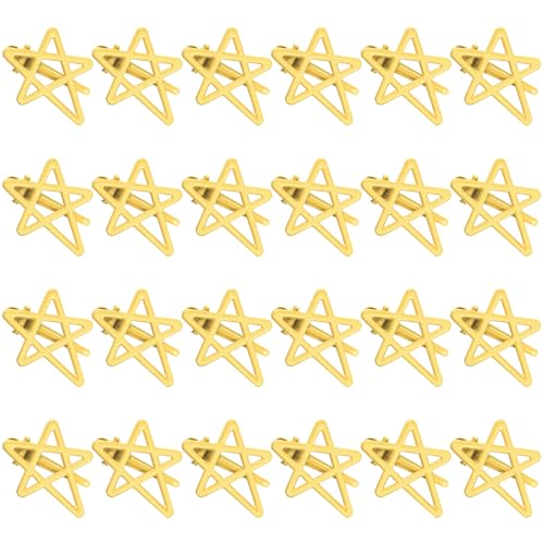 ELANE 24 Pcs Star Snap Hair Clips for Women Girl,Cute Hair Barrettes for Women Fine Thin Hair Accessories DIY - color: Yellow