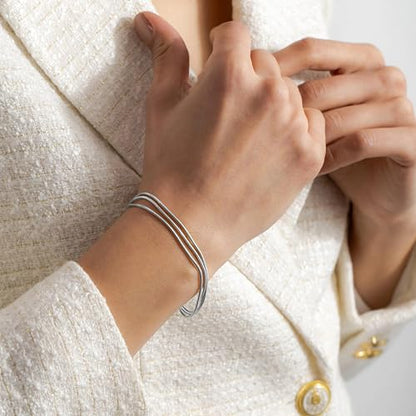 Gold Bracelets for Women, 14K Gold Plated Stackable Bracelet Stack Set Adjustable Charm Paperclip Chain Snake Link Layered Waterproof Jewelry Sets Gifts - style: Herringbone Chain SL