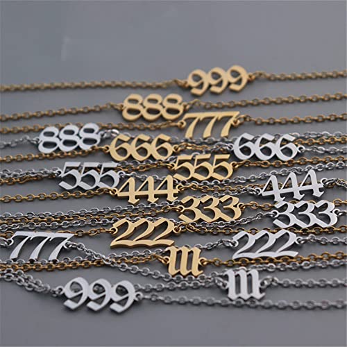 PAMTIER Angel Number Ankle Bracelet for Women Adjustable Chain | Stainless Steel, Dainty Simple Numerology Jewelry Gift - color: 8.3+2inch, Gold 111