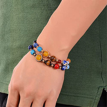 ONLYJUMP Planet Bracelet Solar System Universe Galaxy Bracelet Handmade Natural Stone Bead Bracelet String Adjustable Astronomy Gifts Bangle for Women Men - color: Planet