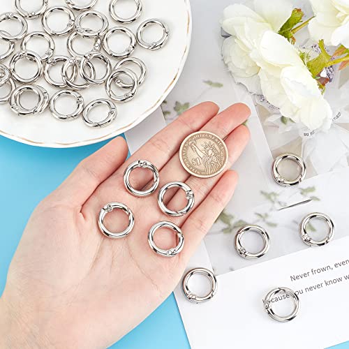 SUNNYCLUE 32Pcs Spring O Rings Silver Round Carabiner Clip Split Zinc Alloy Snap Hooks Metal Clamp Clasp Keyrings Buckle Trigger for Bag Purse Handbag Strap Craft DIY Accessory, 20MM, 3.5mm Thick - color: 1 Box 32pcs Alloy O Rings 20mm