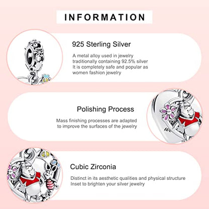 MITSOKU 925 Sterling Silver Charms for Bracelets Necklaces Animal prototype Pendant Safety Chain Dangle Pendants Beads Christmas Day Charms Jewelry Gift for Women - style: Bear and Little Pig Pendant