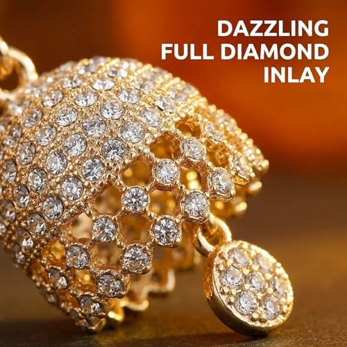 Boho Crystal Teardrop Earrings Vintage Jhumki Bel Dangle Earrings with Bell Pendant Lightweight Alloy