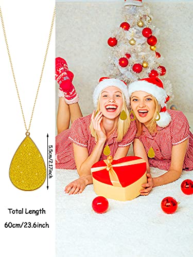 Hicarer 4 Pcs Jewelry Sets for Women Glitter Necklace and Earring Set Multi Layer Bracelet Costume Jewelry Sets for Bridal Shower Wedding - color: Yellow