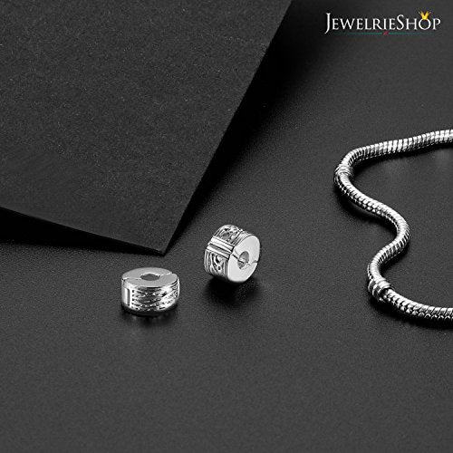 JewelrieShop Clip Spacer Charm for Bracelet Clip Lock Stopper Bead Spacer European Openable Beads 2pcs - color: #03S x 2 Pieces