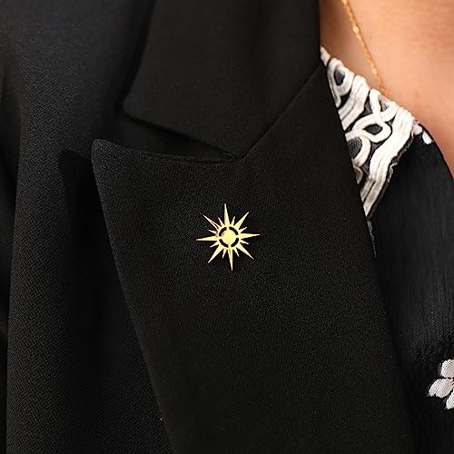 Stainless Steel Solar Apollo Sun Brooch for Mens Lapel Pins - color: rose gold