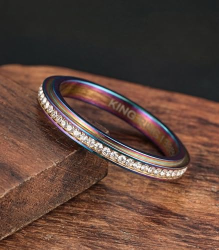 King Ring 3mm Spinner Rings – Premium Stainless Steel Fidget Rings for Women - Designed in USA - color: Multi White