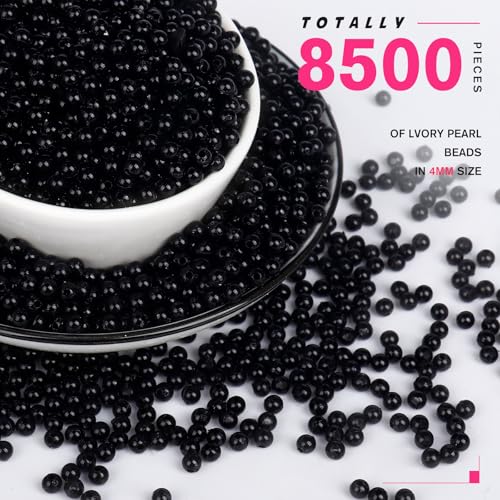 8500PCS Black Beads for Jewelry Making 4mm Small Seed Beads Bulk | Round Spacer Beads with Holes for Bracelet Necklace Earrings Crafting - color: black(4mm)