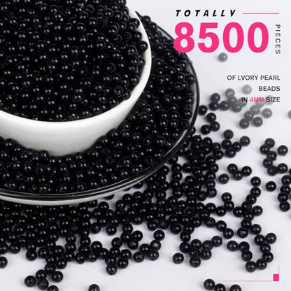 8500PCS Black Beads for Jewelry Making 4mm Small Seed Beads Bulk | Round Spacer Beads with Holes for Bracelet Necklace Earrings Crafting - color: black(4mm)